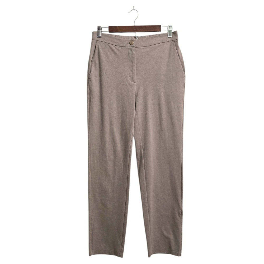 Eileen Fisher Cotton Ponte Slim Ankle Pants In Tan Sz S